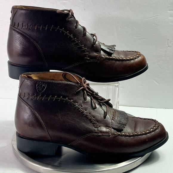 Ariat Boot Women 8.5 Brown Montana Lace Up Kiltie Western Ankle Leather Stitched - Picture 8 of 13